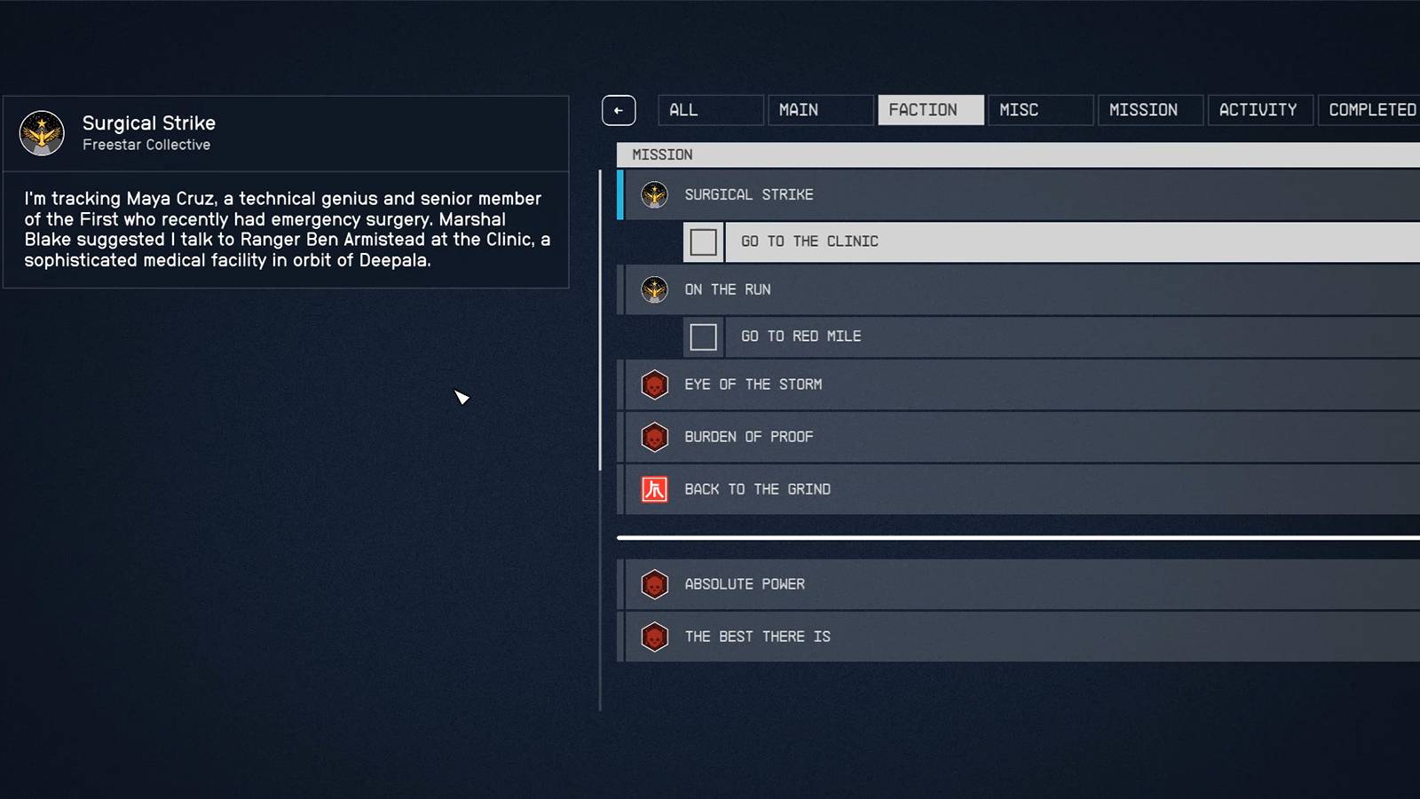 surgical strike quest in starfield