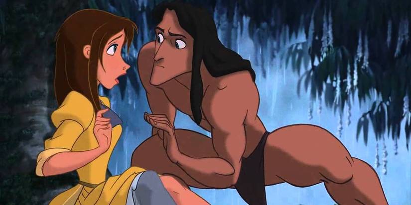 An image of Tarzan trying to feel Jane