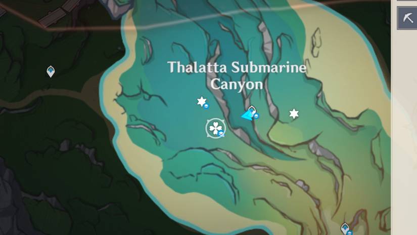 Hydro crystallfies near Thalatta Submarine Canyon in Genshin Impact