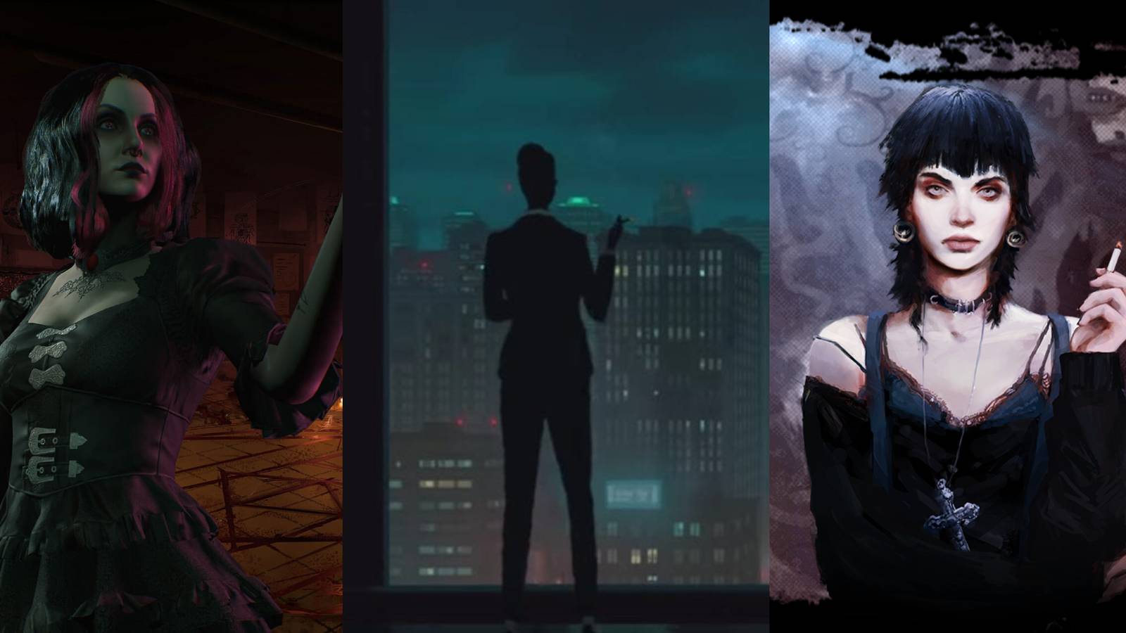 Split image of Bloodlines 2 and Shadows of New York. 