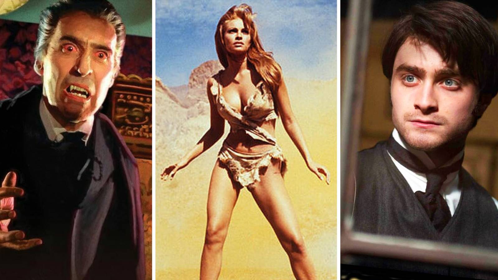 Christopher Lee, Daniel Radcliffe and Raquel Welch in the best of Hammer Horror Movies
