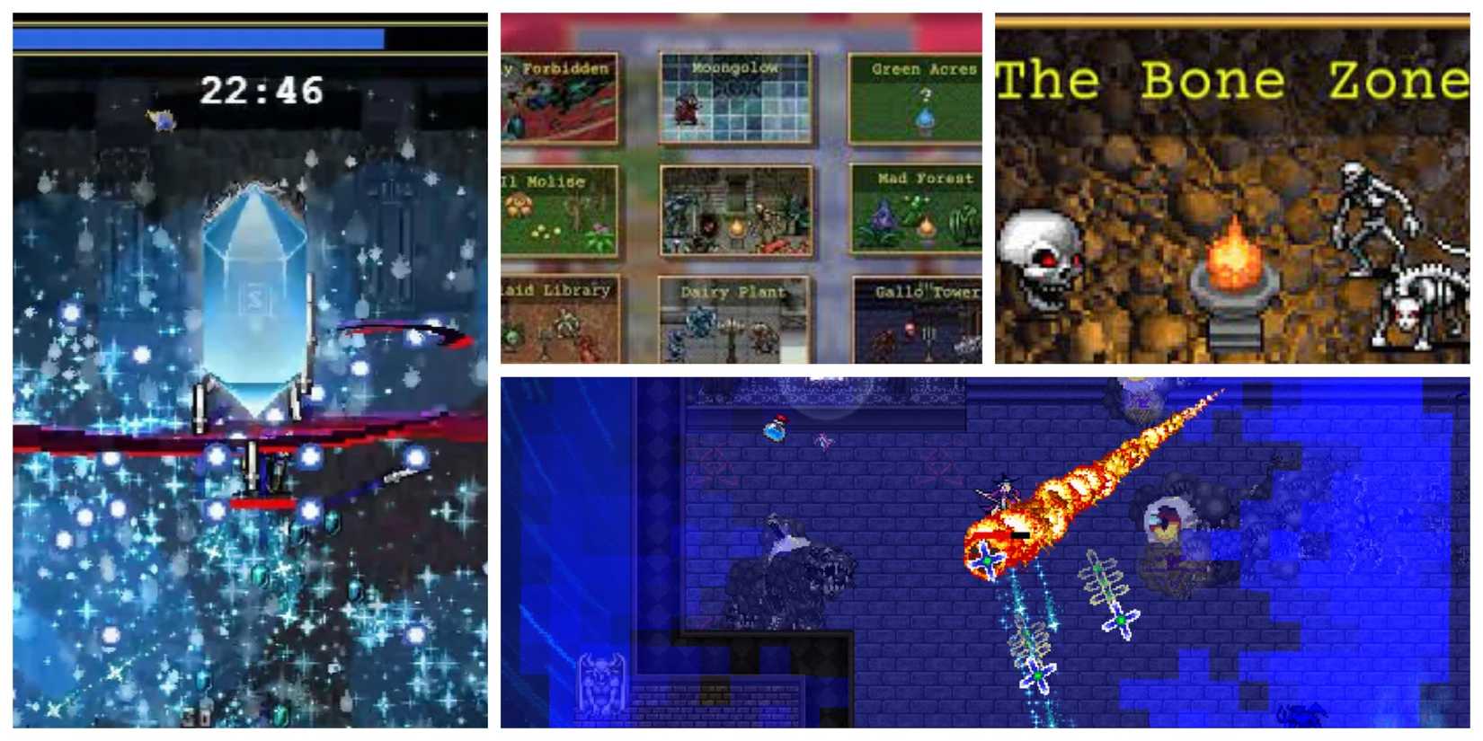 The Bone Zone, The Seal of The Abyss and Gallo Tower in Vampire Survivors