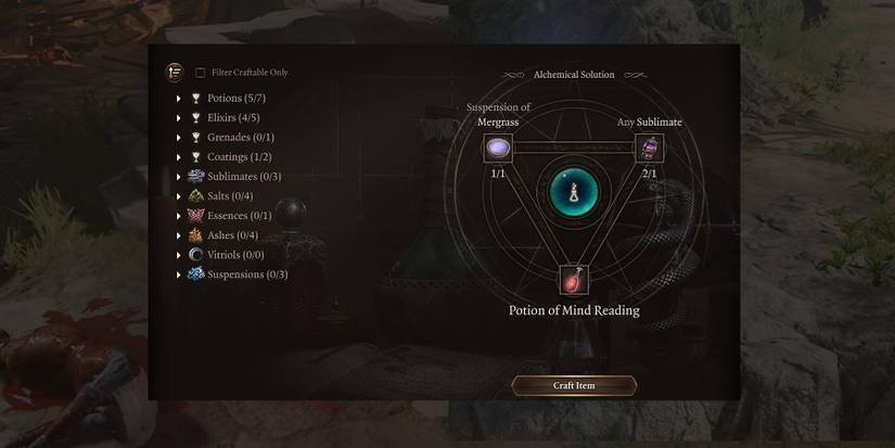 The Crafting Menu in Baldurs Gate 3