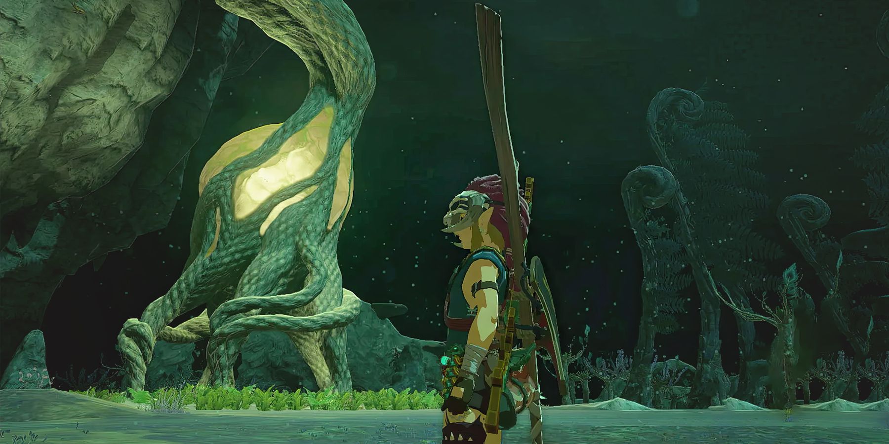 The Legend of Zelda Tears of the Kingdom TOTK Link standing in front of Lightroot