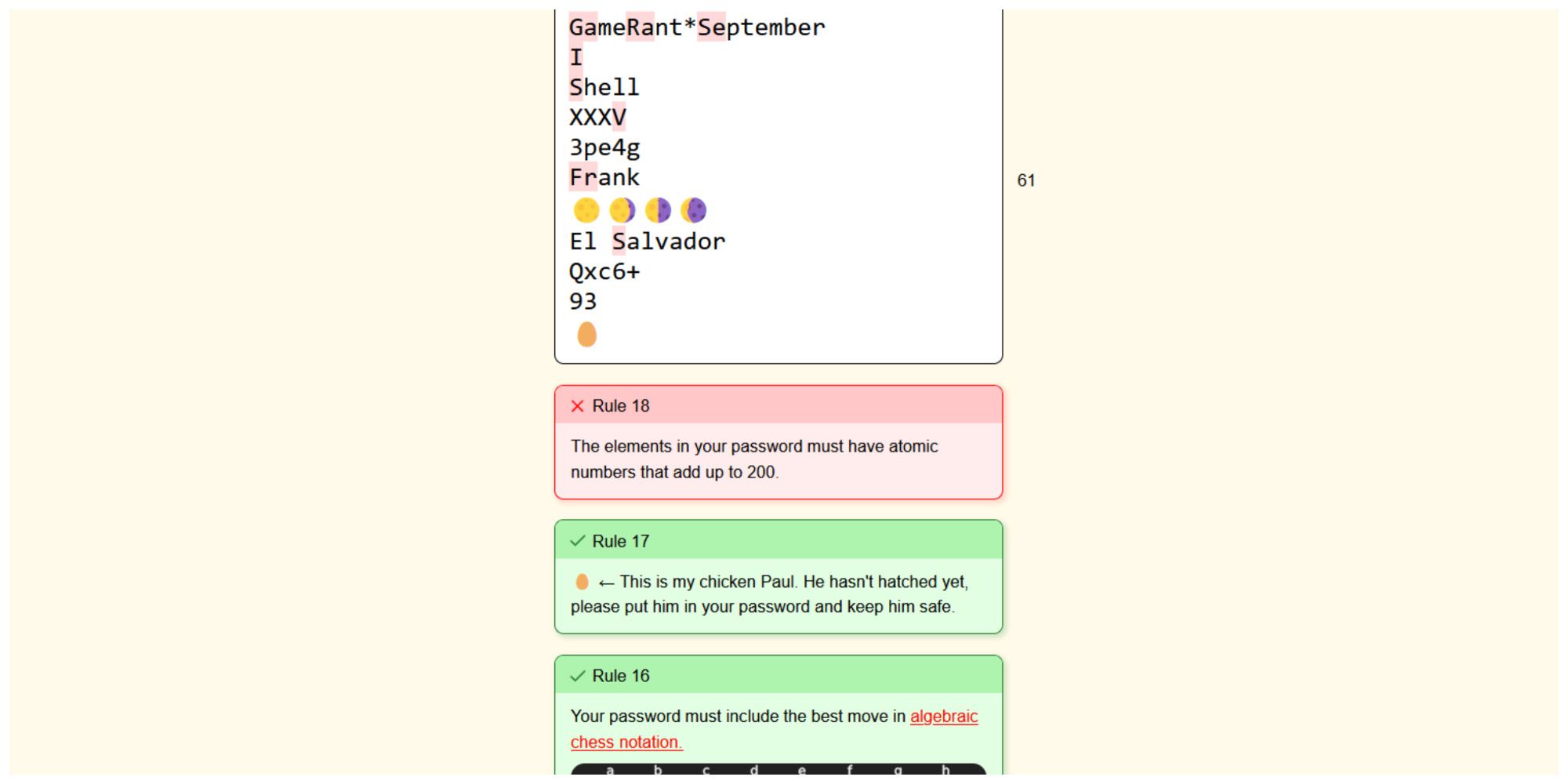 Best Algebraic Chess notation move (Rule 16) in the Password Game