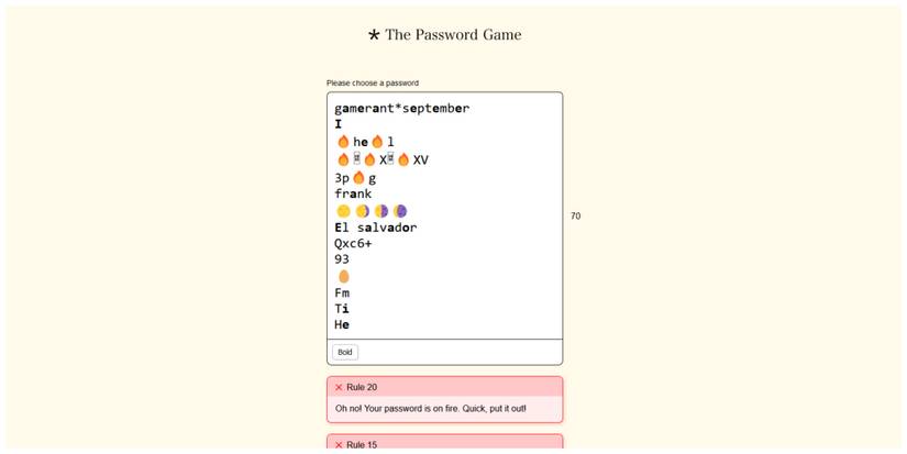 The Password Game, Fire Emojis Appear In The Password