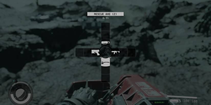 The quick weapons menu in Starfield