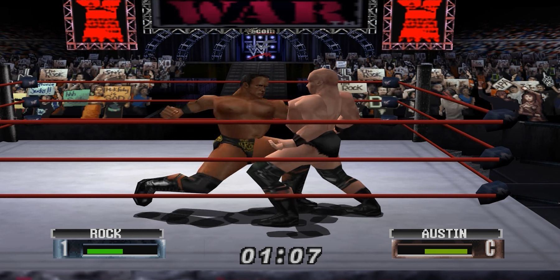 The Rock vs Steve Austin WWF No Mercy N64