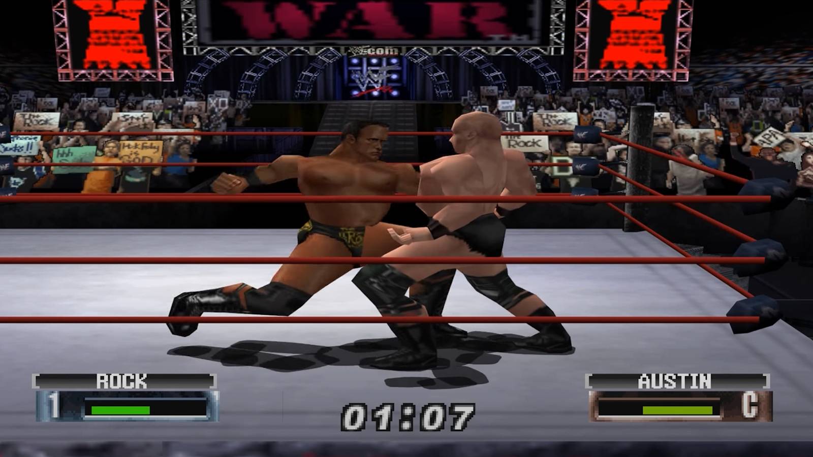 The Rock vs Steve Austin WWF No Mercy N64