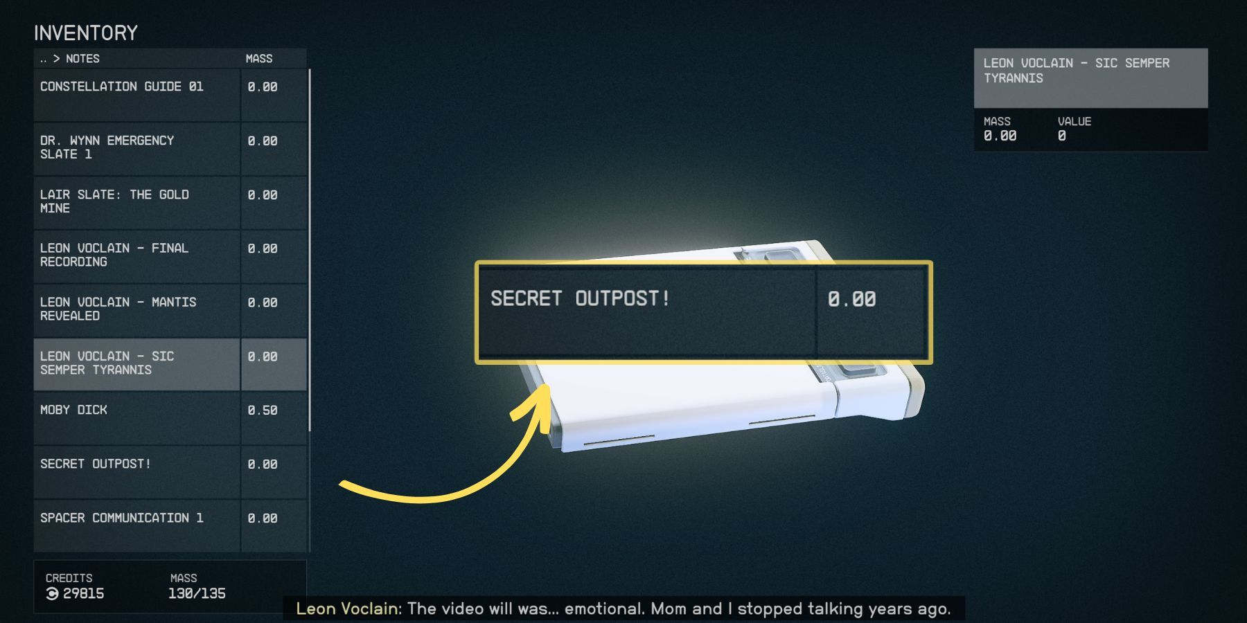 image showing the secret outpost note in starfield which is required for the mantis mission.