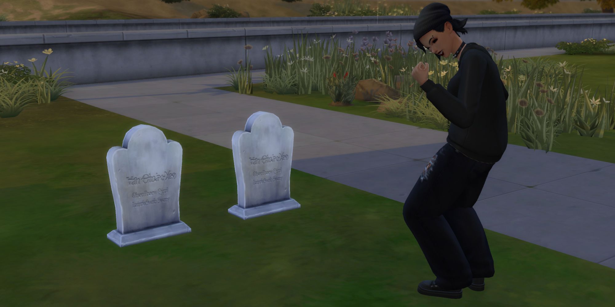 An evil Sim feels prideful in the graveyard