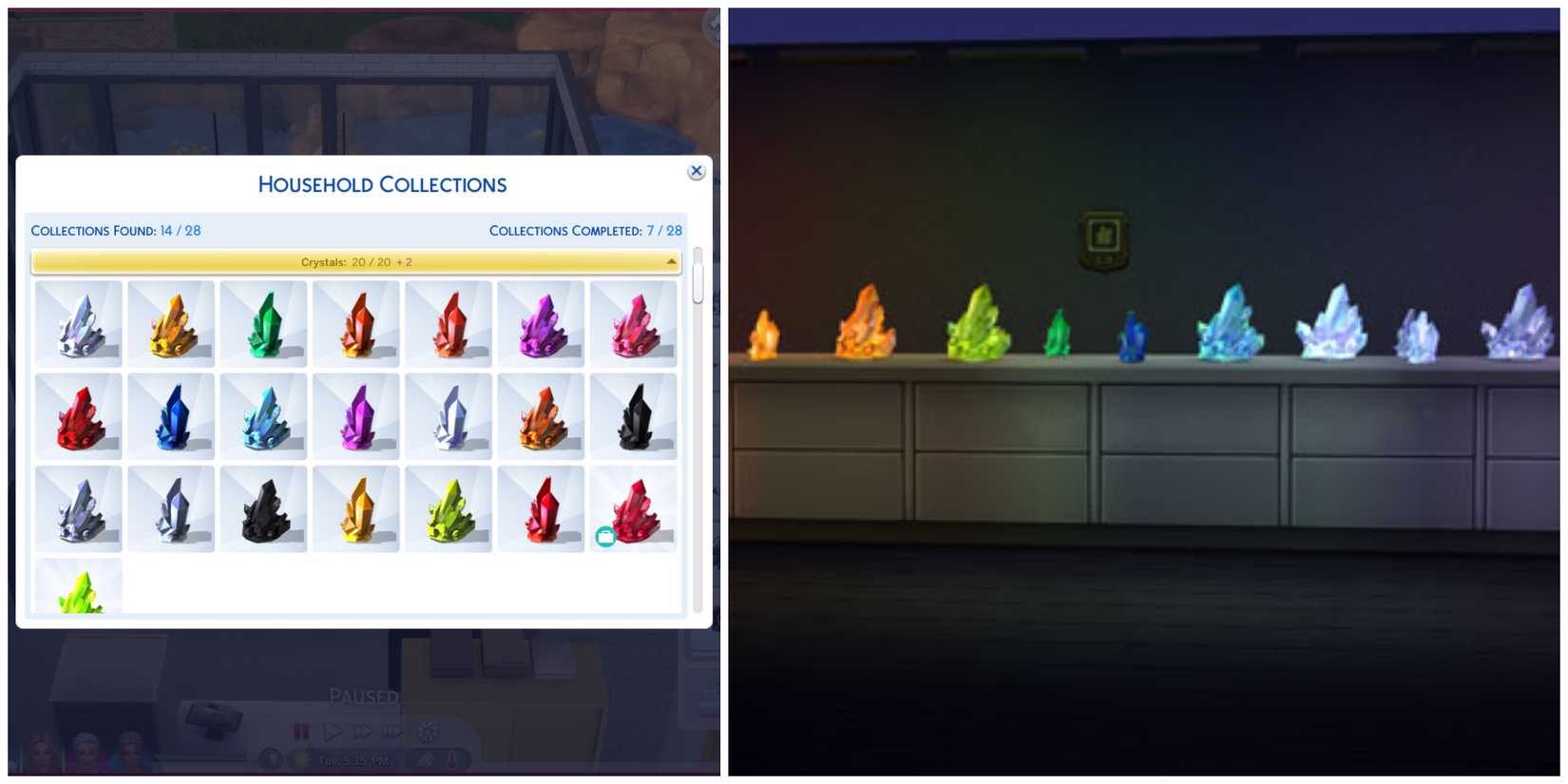 A close up look at the Crystals Collection in The Sims 4