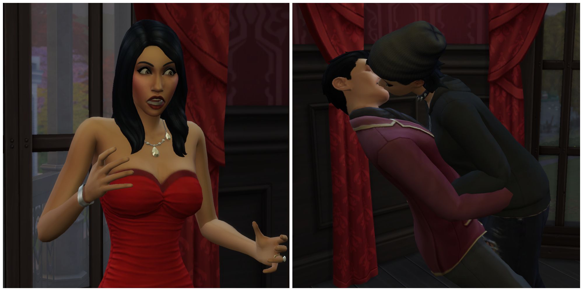 An evil Sim gets caught cheating with Mortimer Goth by his wife Bella
