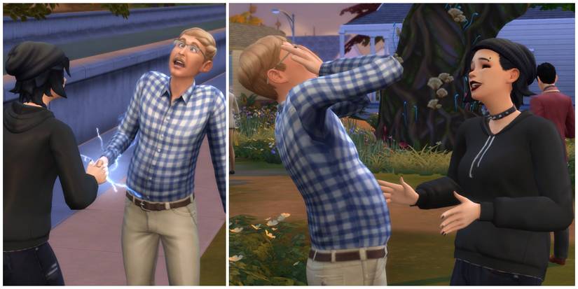 An evil Sim pulls pranks on Geoffrey Landgraab who doesn't think he's very funny