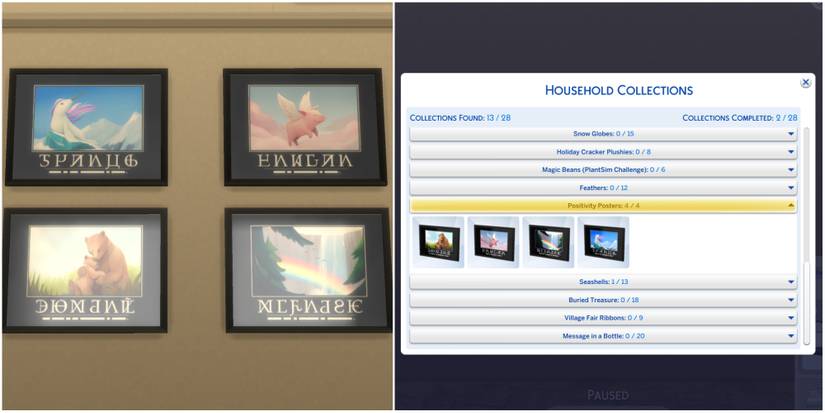 A close-up look at the Positivty Poster Collection in The Sims 4