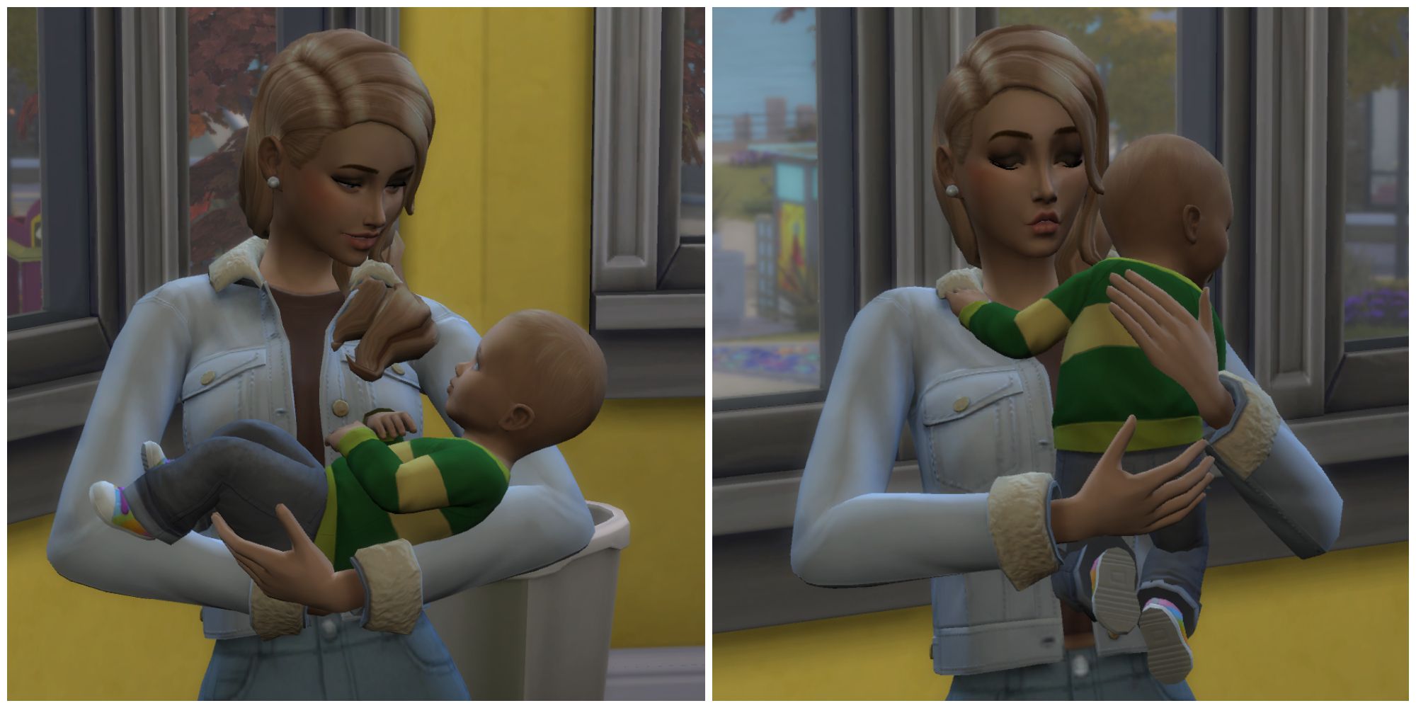A single mother takes care of her infant son