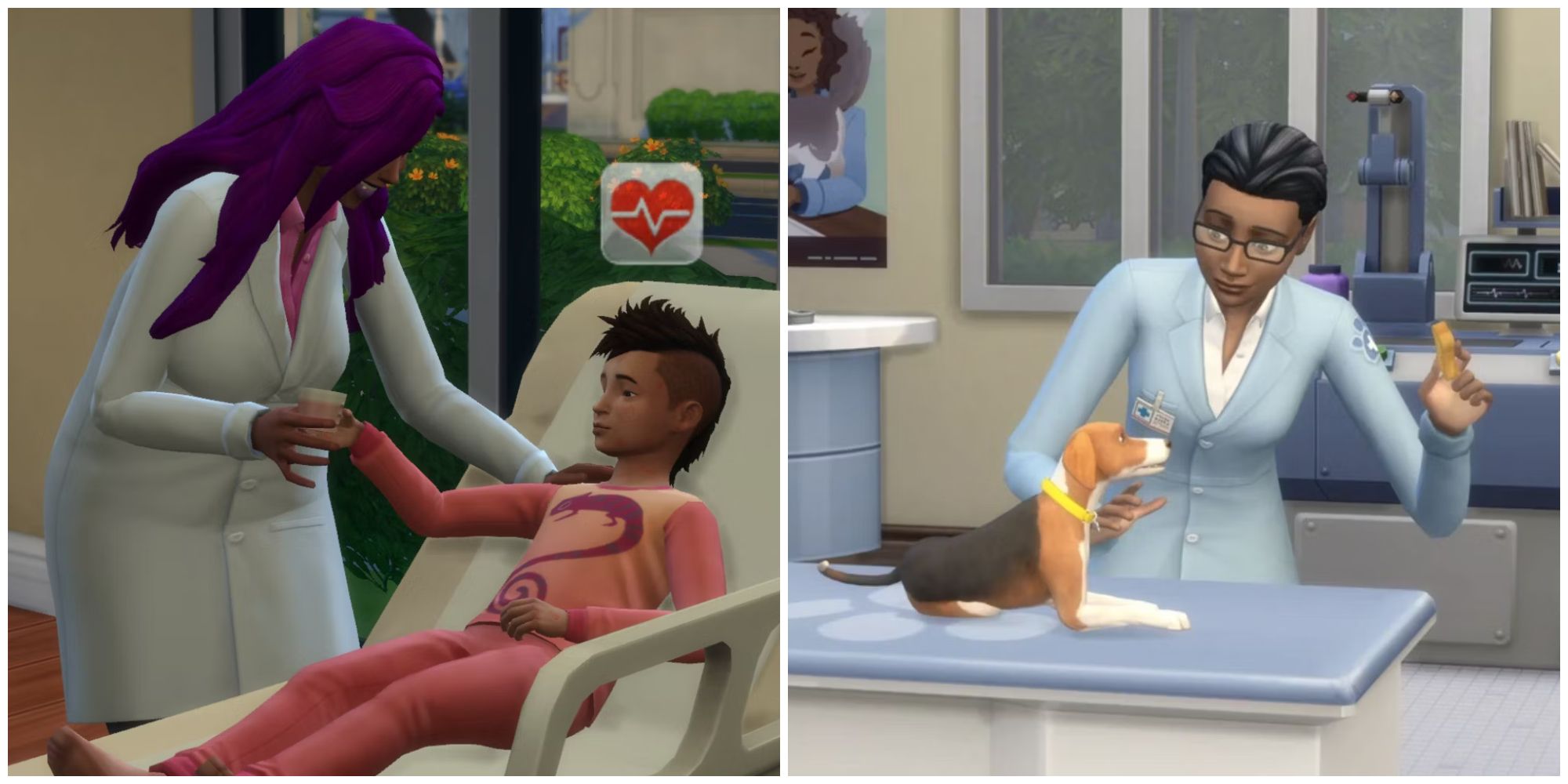 Players can go to work as a doctor or vet in The Sims 4