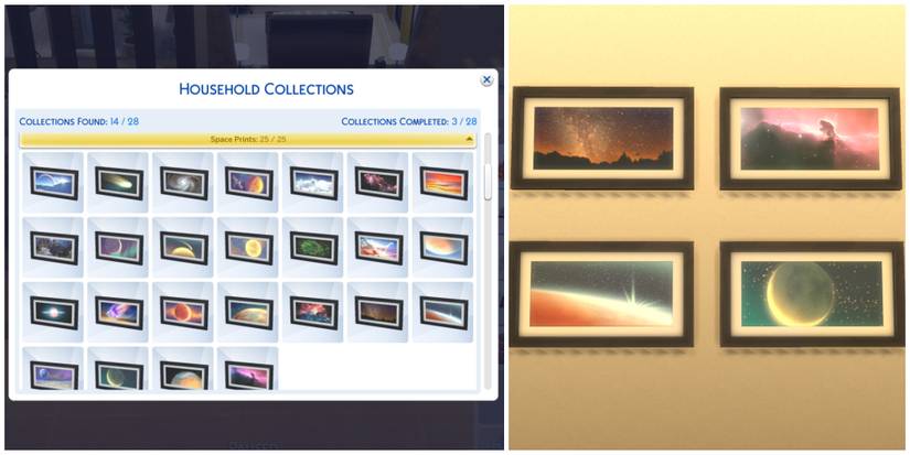 A close-up on the Space Prints Collection in The Sims 4