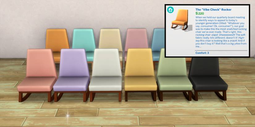 The Vibe Check Rocker has such a mocking Gen Z tone in its funny description in build/buy mode