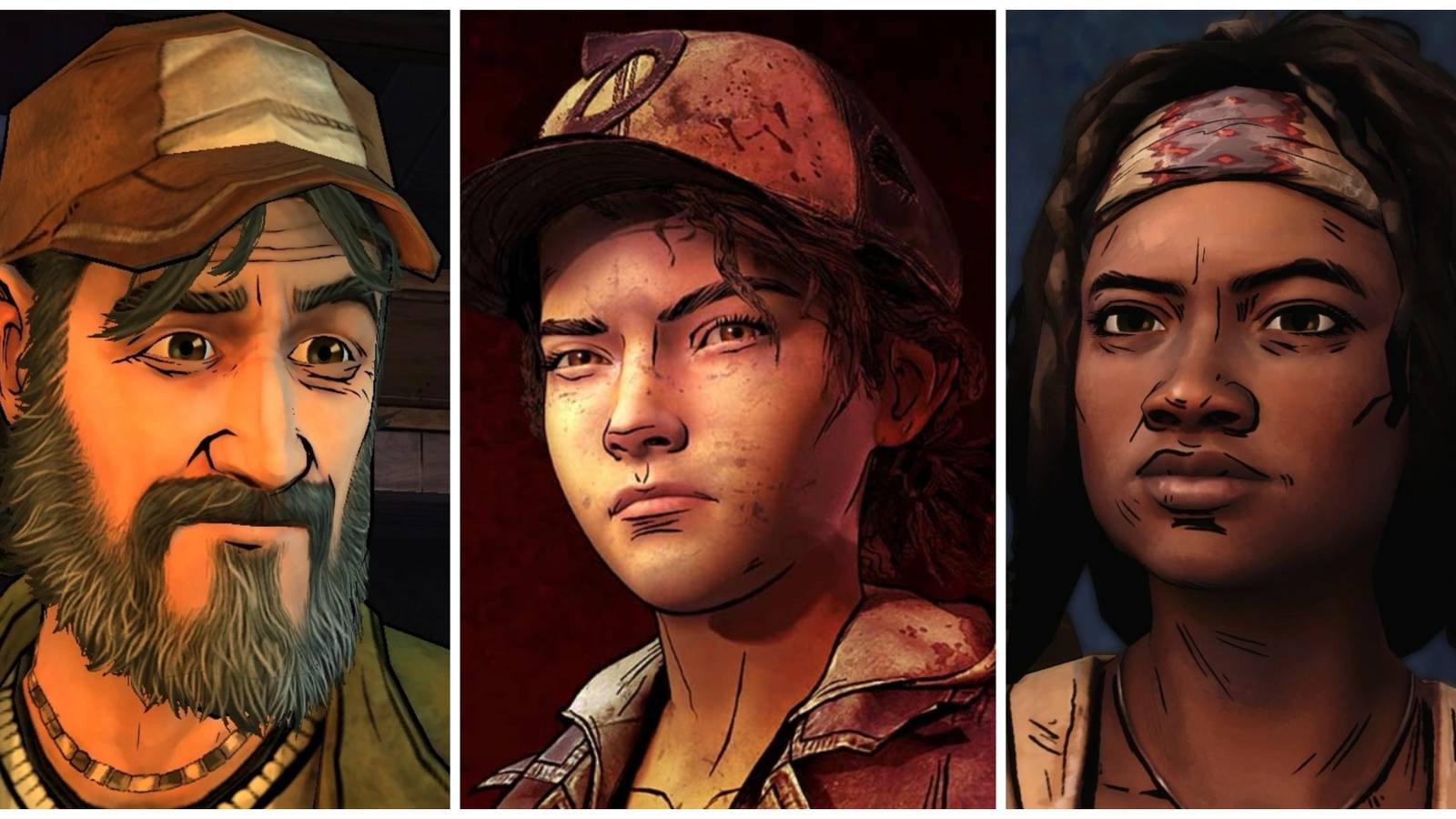 kenny, clementine and Michonne from telltale's the walking dead