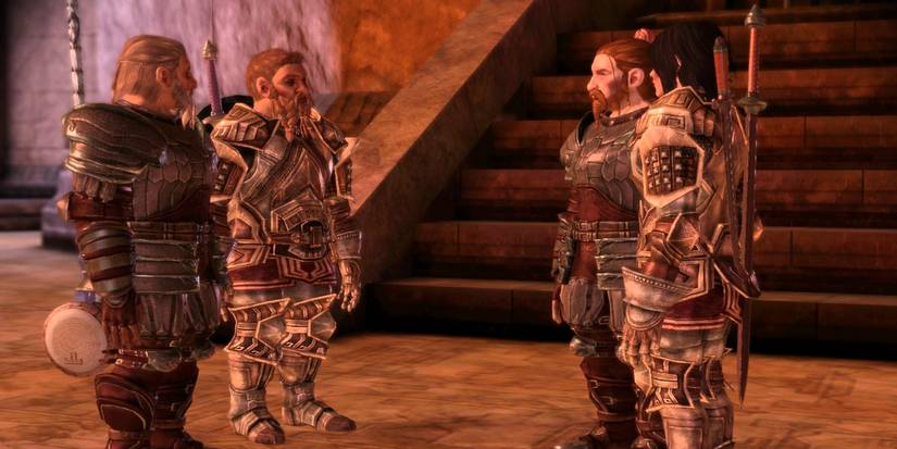 Trian, Bhelen, Gorim, and Aeducan in the Dwarf Noble origin