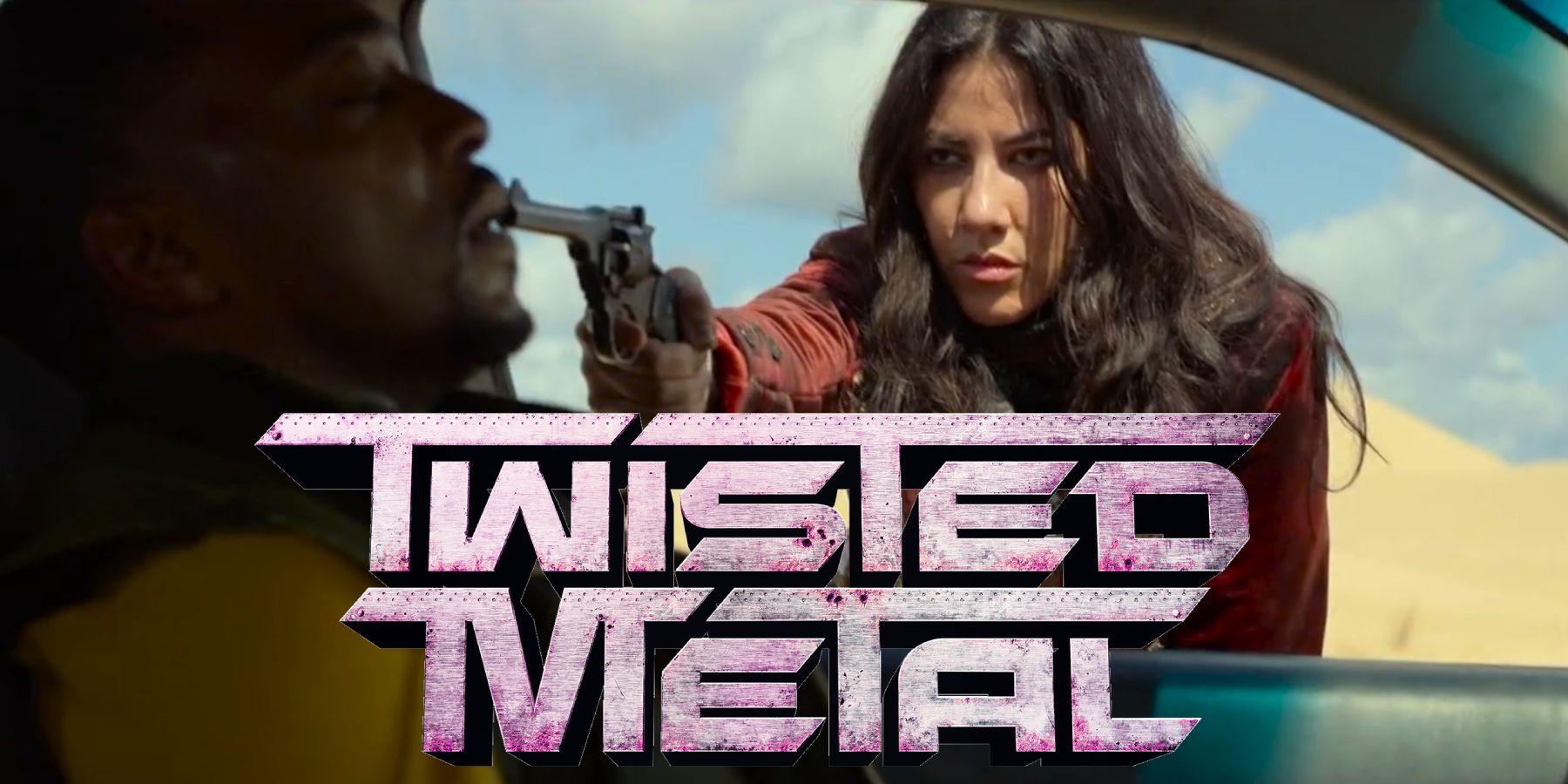 Stephanie Beatriz as Quiet and Anthony Mackie as John Doe on the Peacock series Twisted Metal