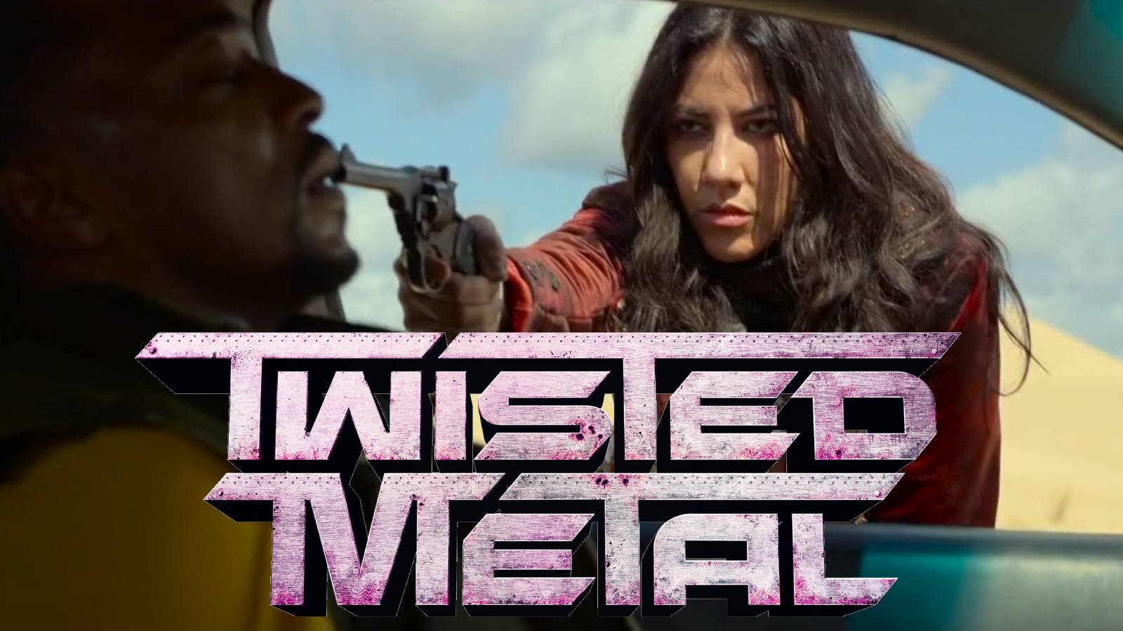 Stephanie Beatriz as Quiet and Anthony Mackie as John Doe on the Peacock series Twisted Metal