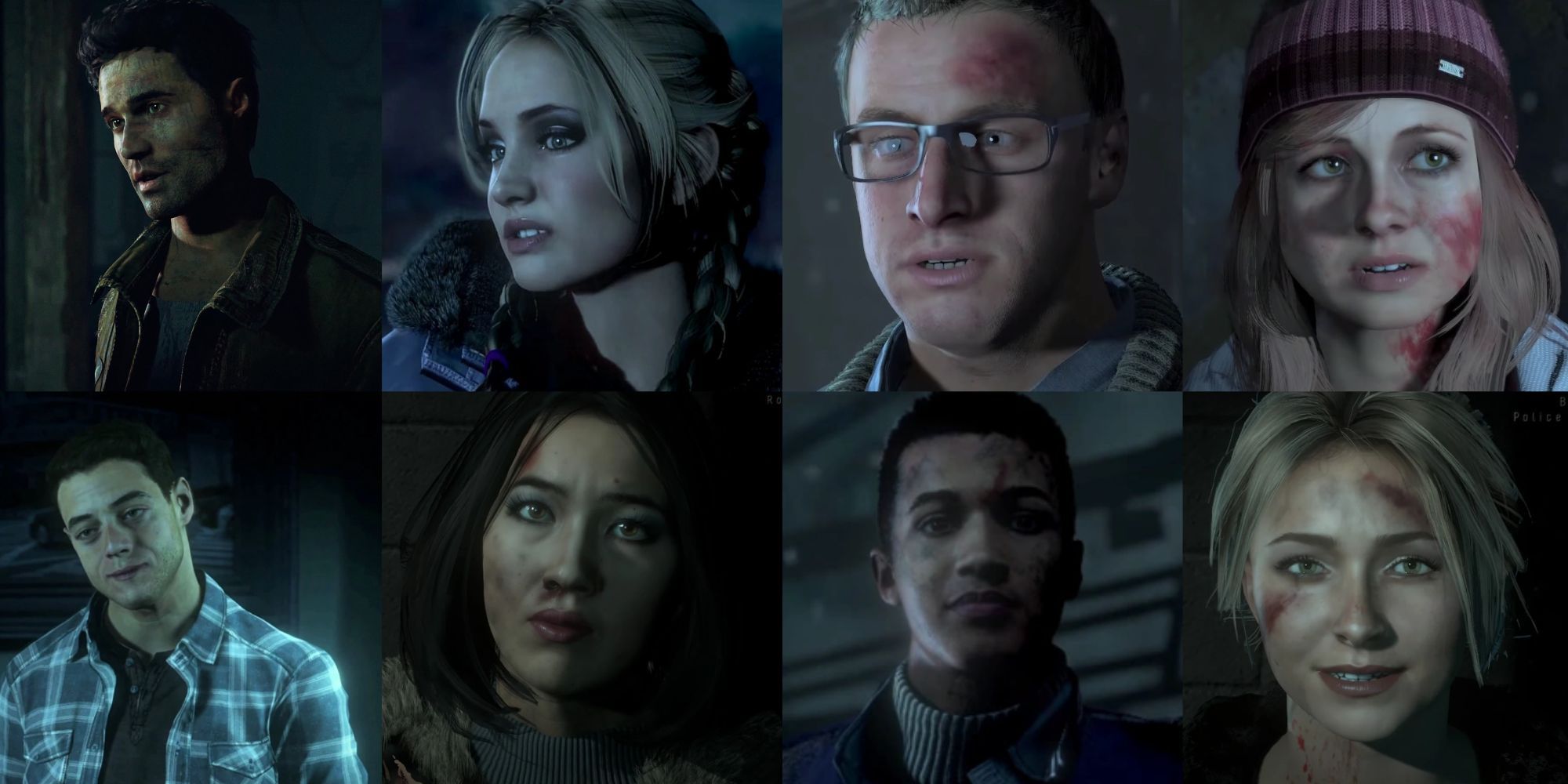 Until Dawn: Mike, Jessica, Chris, Ashley, Josh, Emily, Matt and Sam