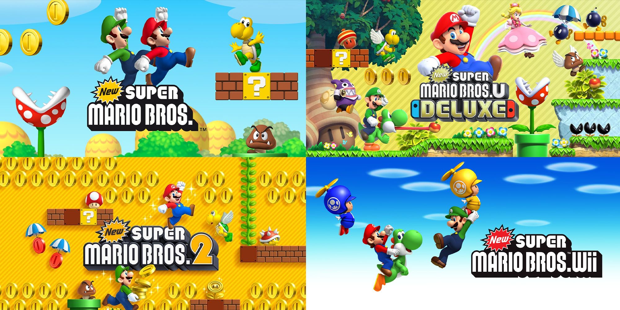 Four Images, All Covers From The New Super Mario Bros. Series