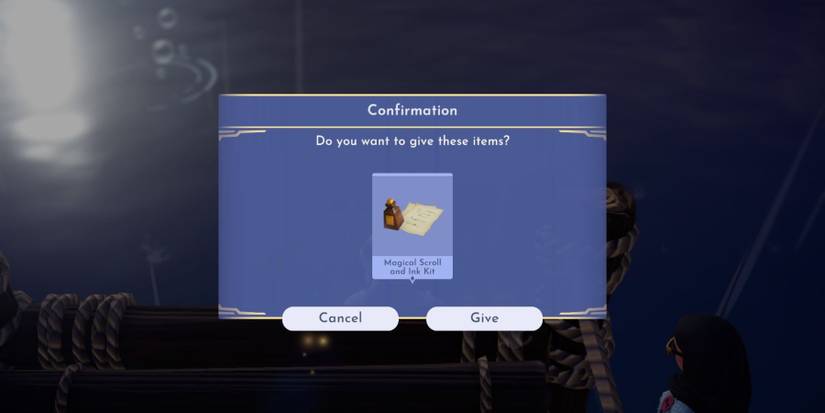 giving the magical scroll and ink kit to ursula dreamlight valley