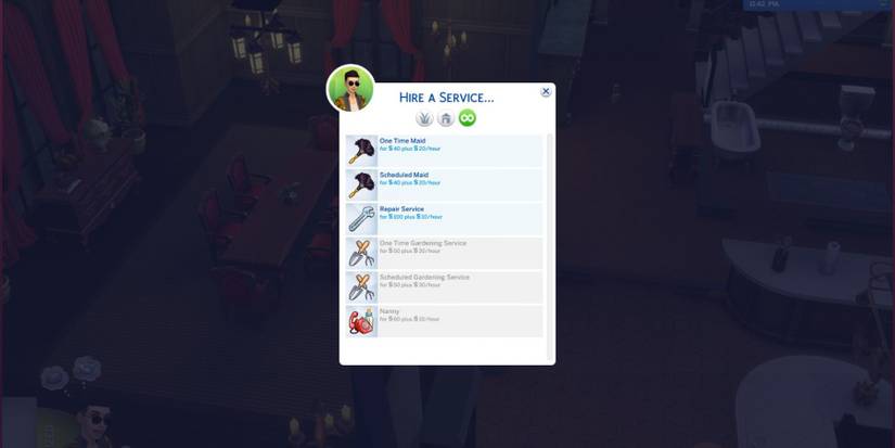 services menu sims 4