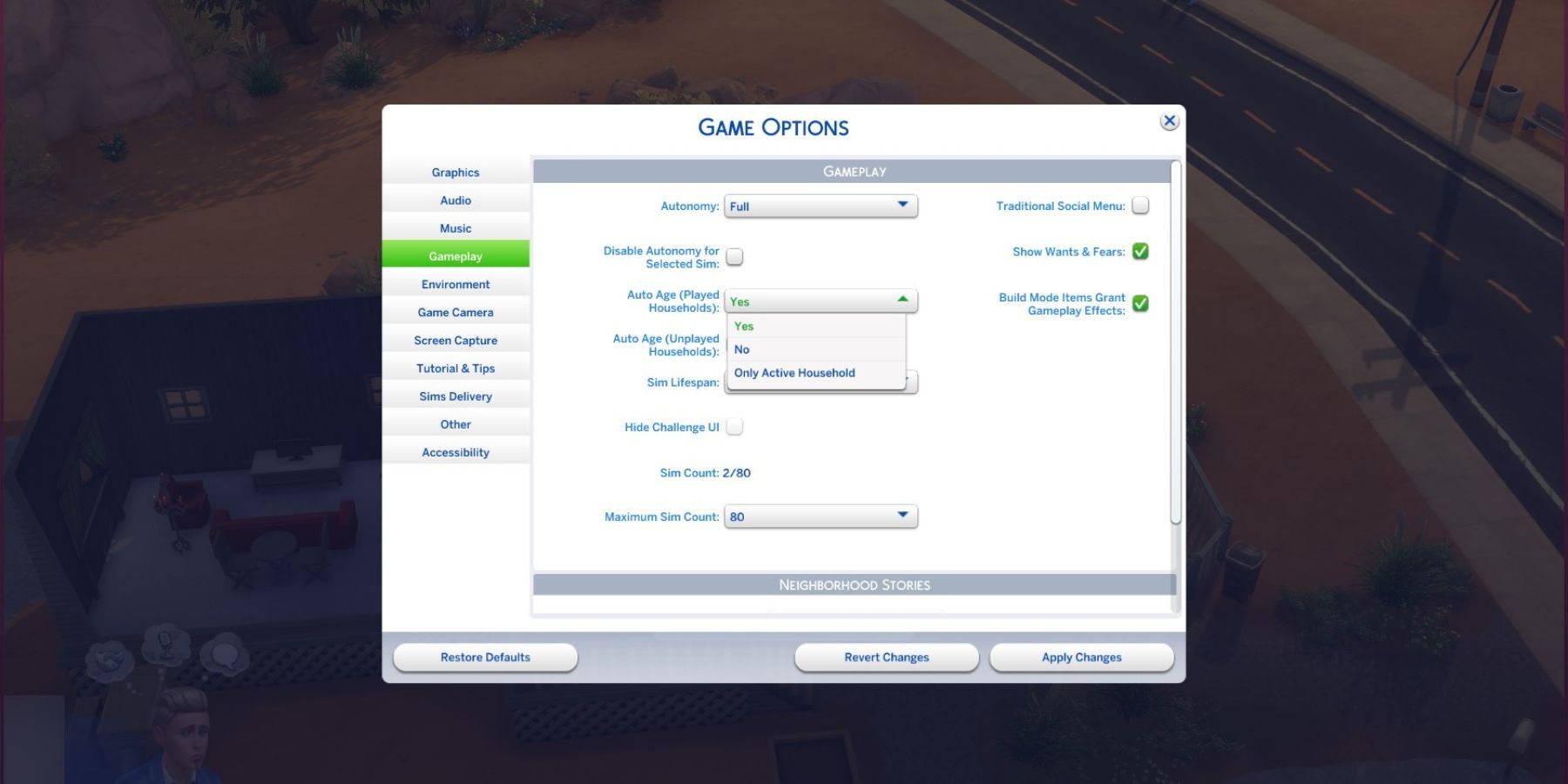 disabling auto age the sims 4