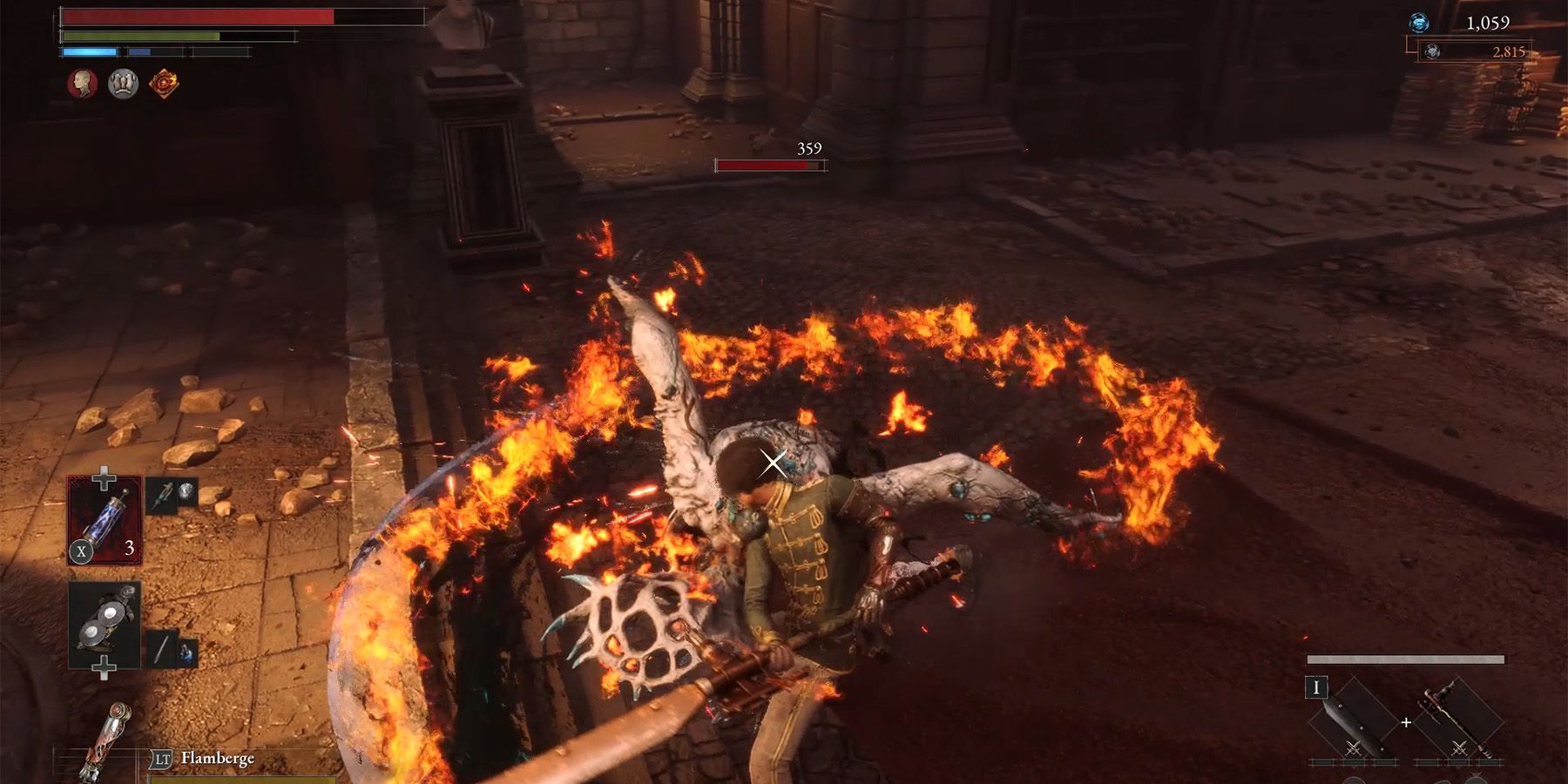 use fire against carcass enemy in lies of p