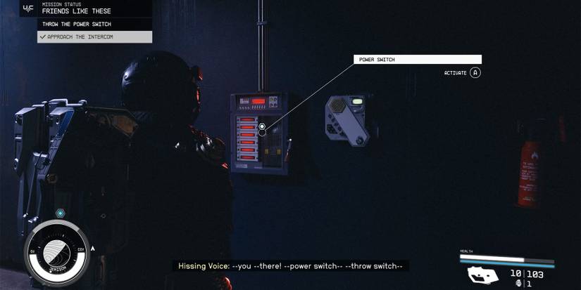 use the intercom and switch the light in starfield