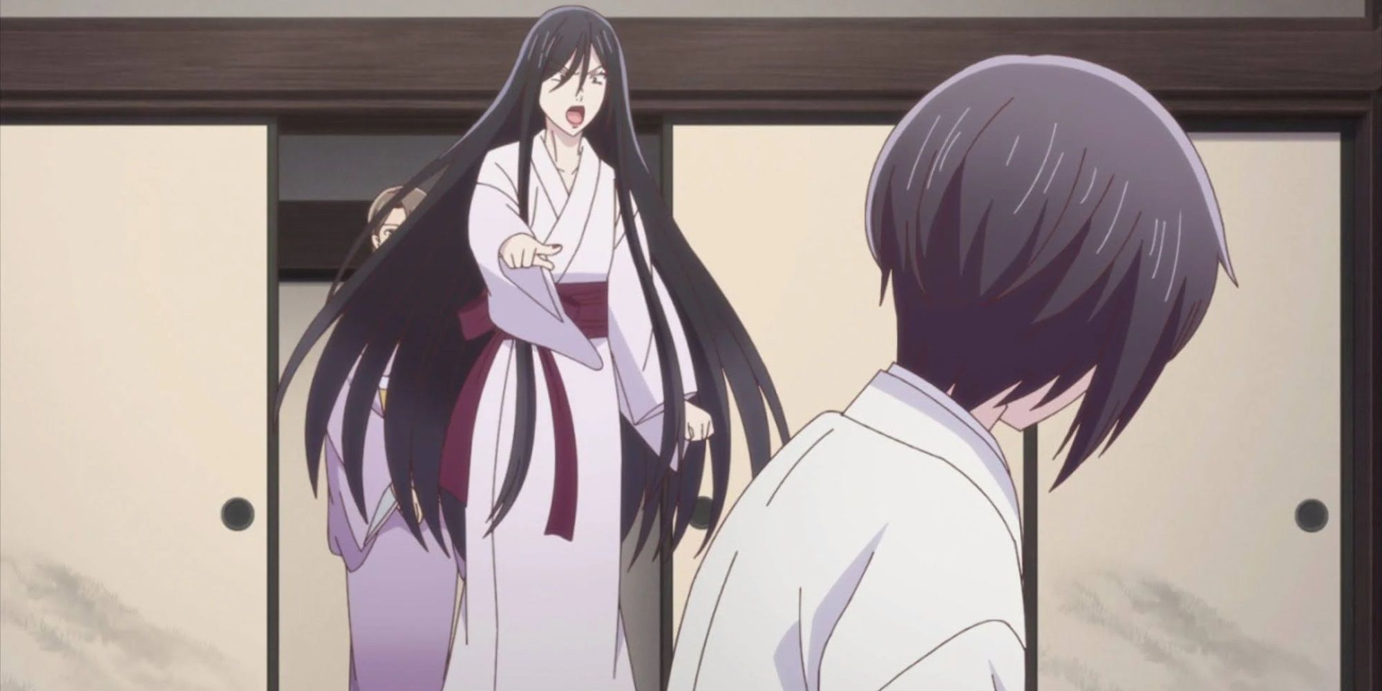 An angry Ren Sohma berating Akito in the 2019 Fruits Basket anime