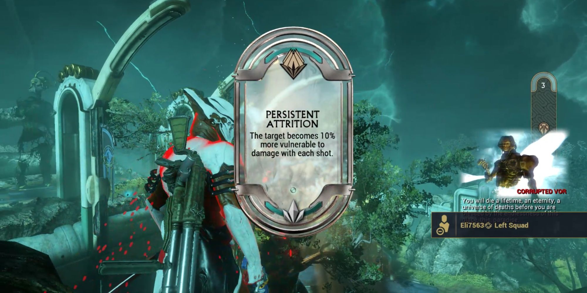 Warframe Persistent Attrition decree chosen in Duviri's Circuit.