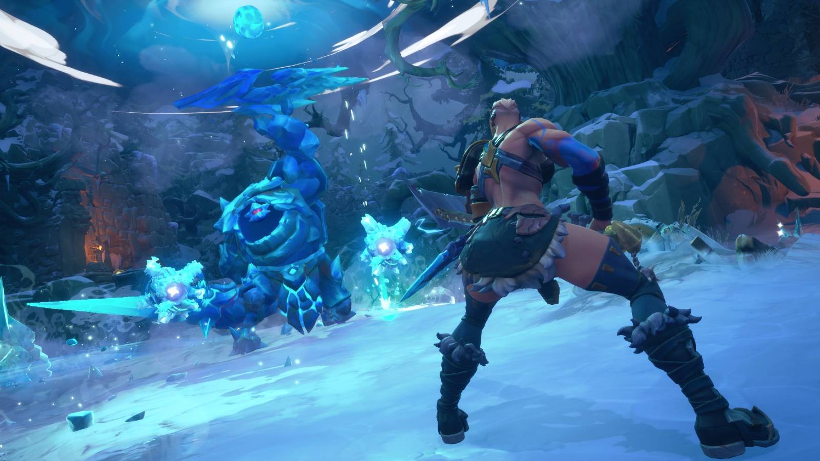 Wayfinder Senja fighting Snow Beast