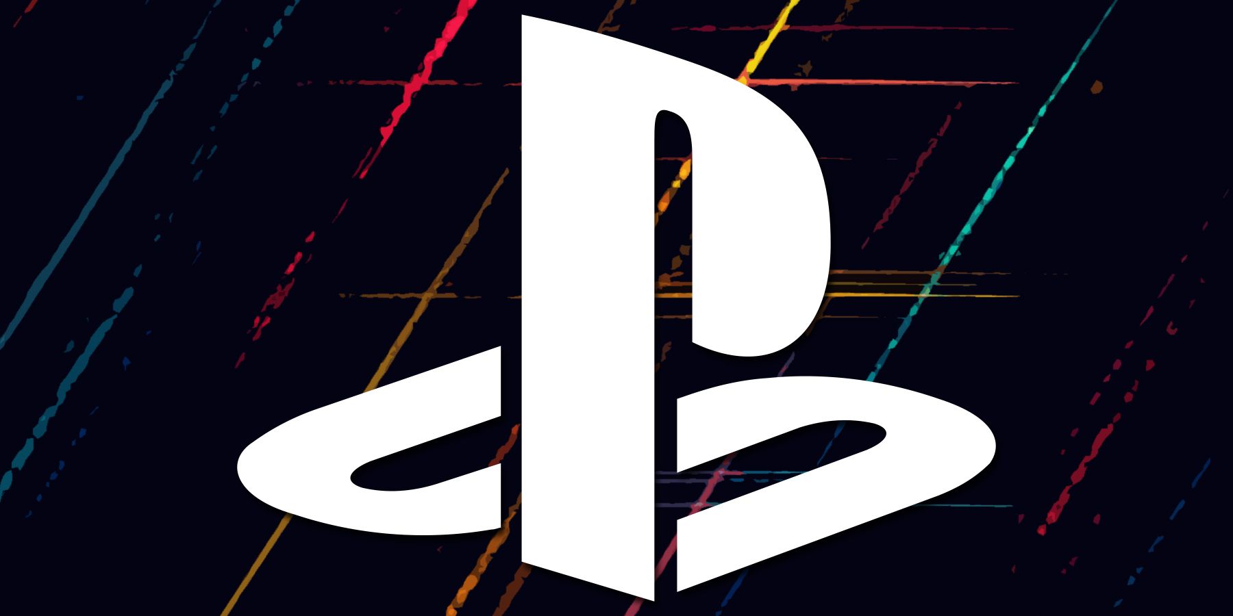 White PlayStation logo emblem on abstract background