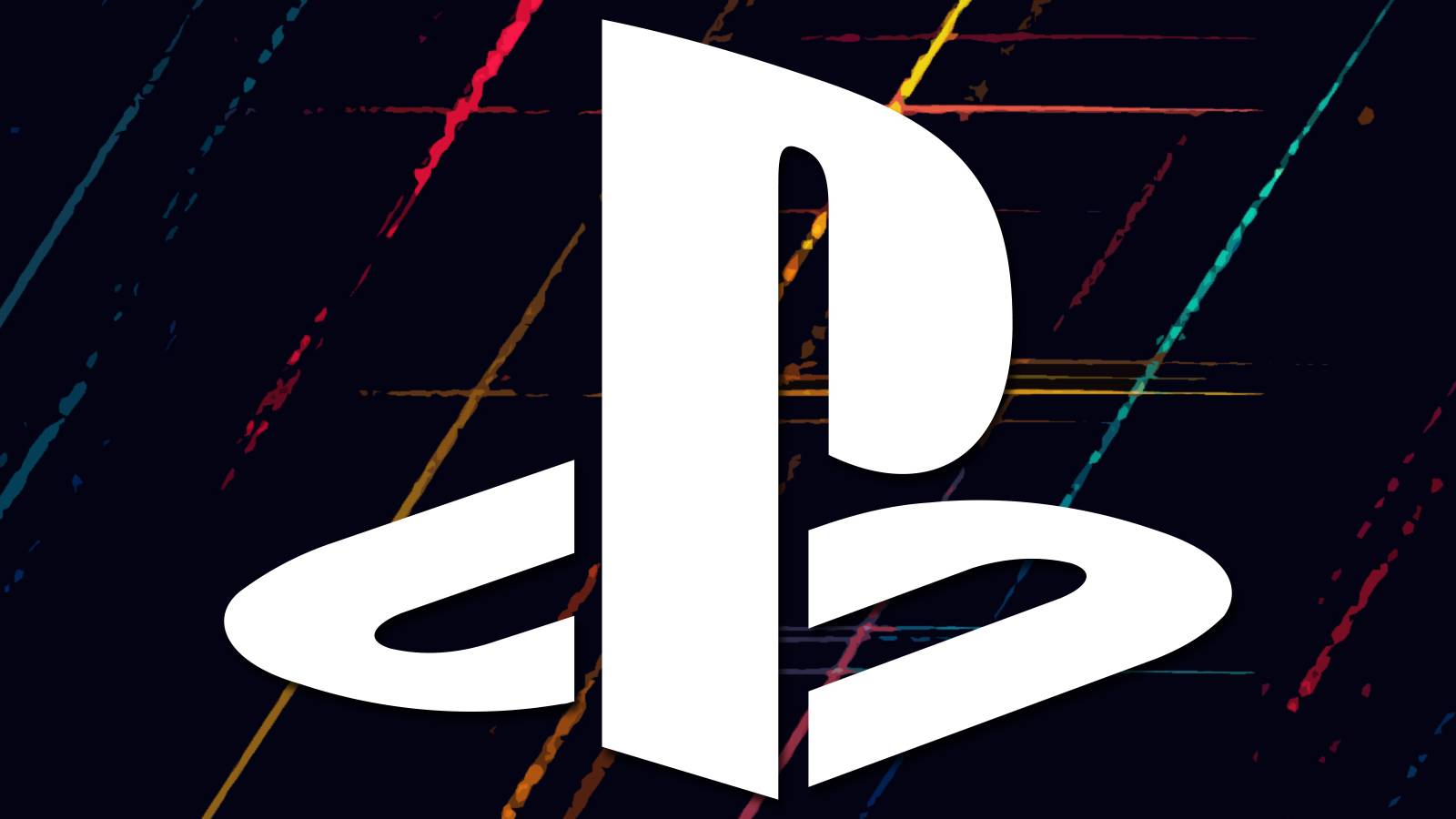 White PlayStation logo emblem on abstract background