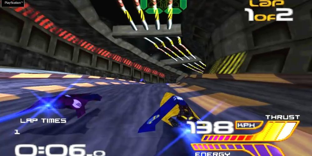 Racing through a tunnel in Wipeout XL 