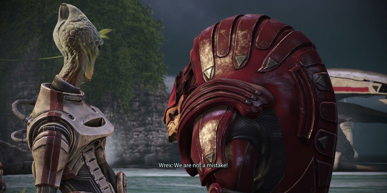 Wrex and a Salarian in Mass Effect