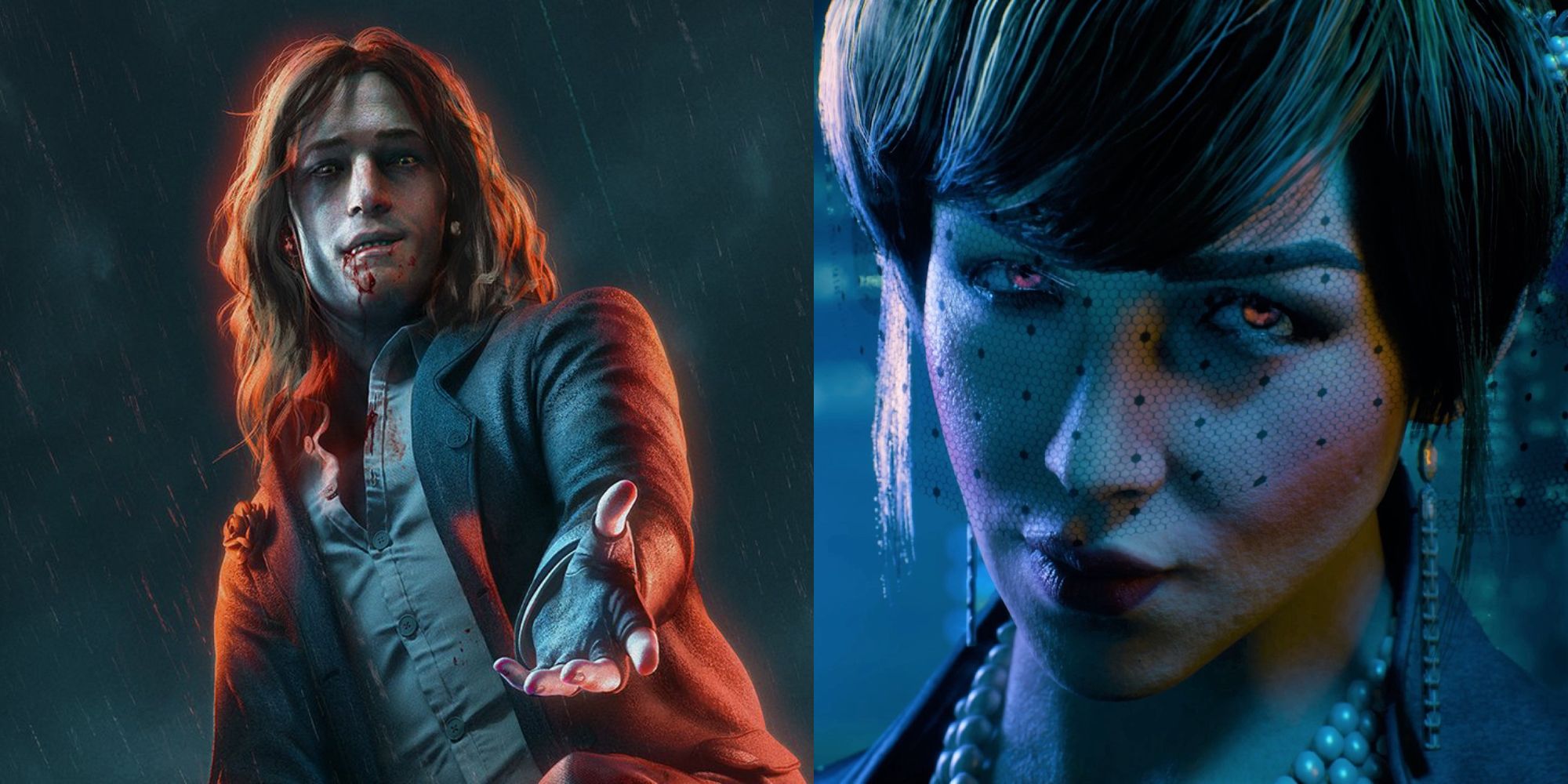 Split image featuring two characters from Bloodlines 2