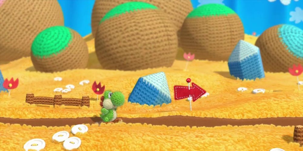 Gameplay screenshot from Yoshi's Woolly World 