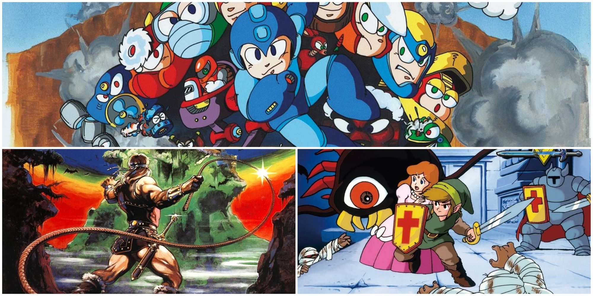 NES Debut Characters- Mega Man Simon Belmont Zelda Link