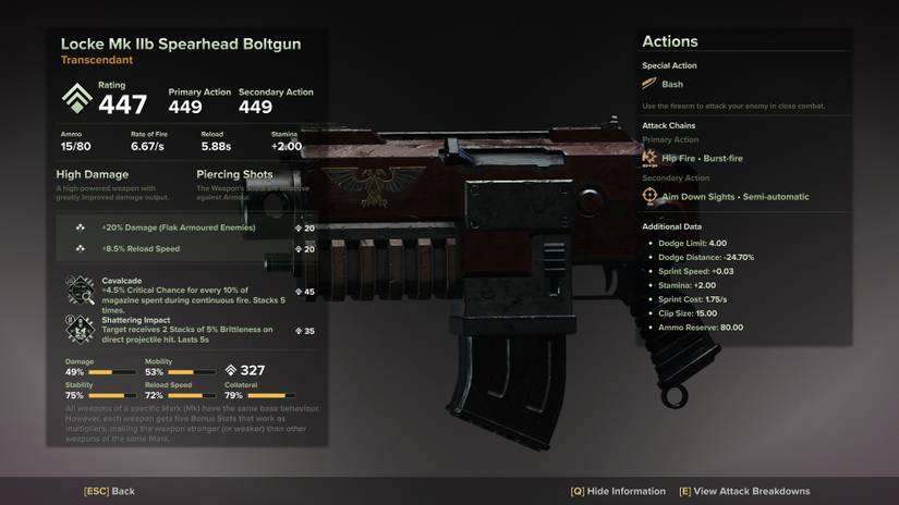 A high-tier boltgun in Warhammer 40,000 Darktide