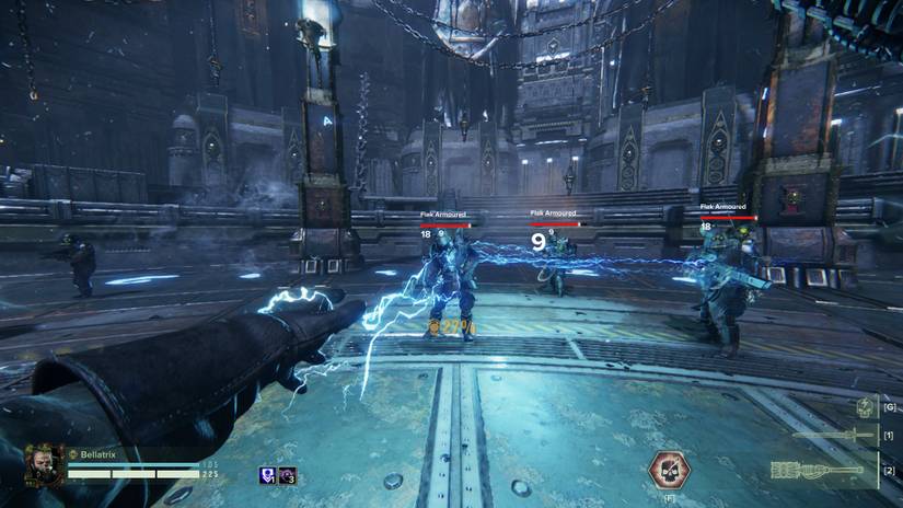 Frying a Mauler with the Surge Staff in  Warhammer 40,000: Darktide