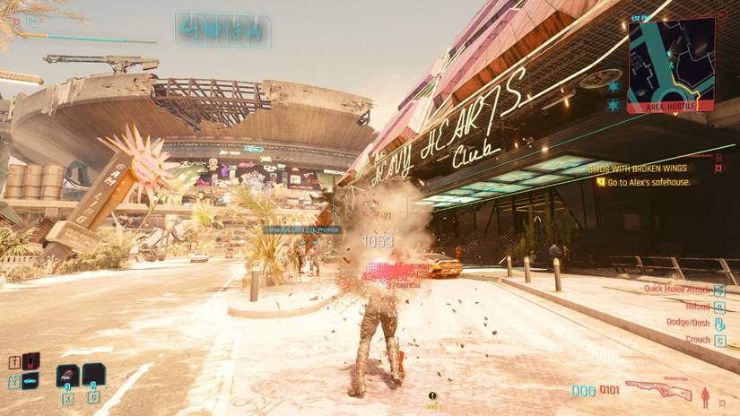 A shot from the Dezerter shotgun in Cyberpunk 2077 Phantom Liberty