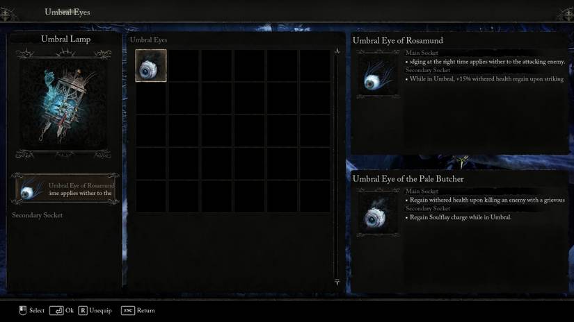 Socketing in Umbral Eyes in Lords of the Fallen