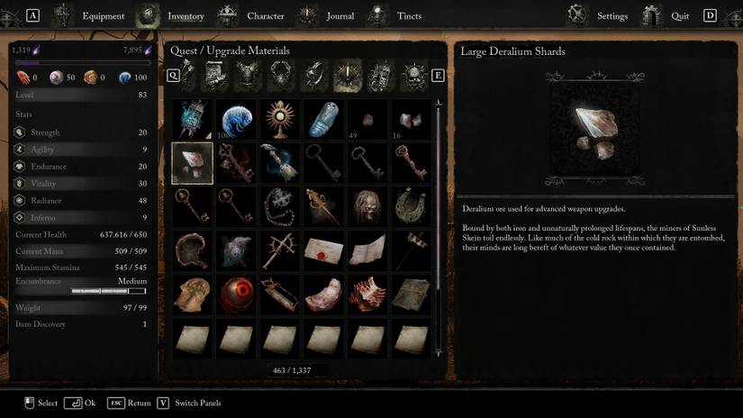 Large Deralium Shard description in Lords of the Fallen