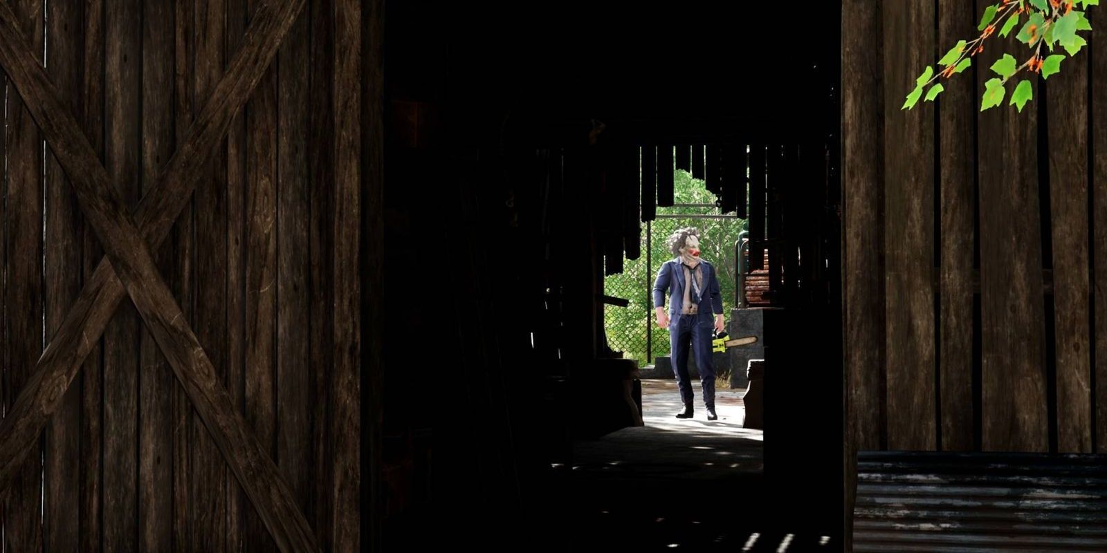 Leatherface entering a building